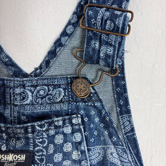 OshKosh B’gosh Blue Patchwork Farmer Toddler Size 3T Denim Overalls Bibs Vintage - Picture 5 of 8